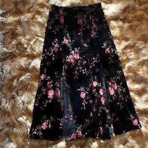 TOPSHOP PURPLE VELVET BURNOUT SKIRT WITH SLITS